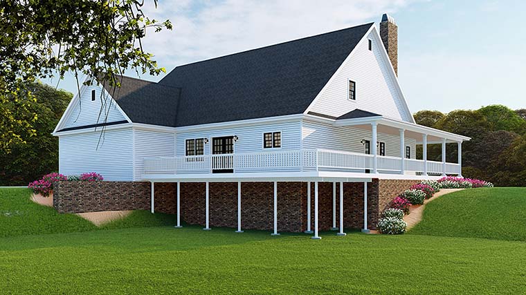 Country Farmhouse Southern Traditional Rear Elevation of Plan 82510