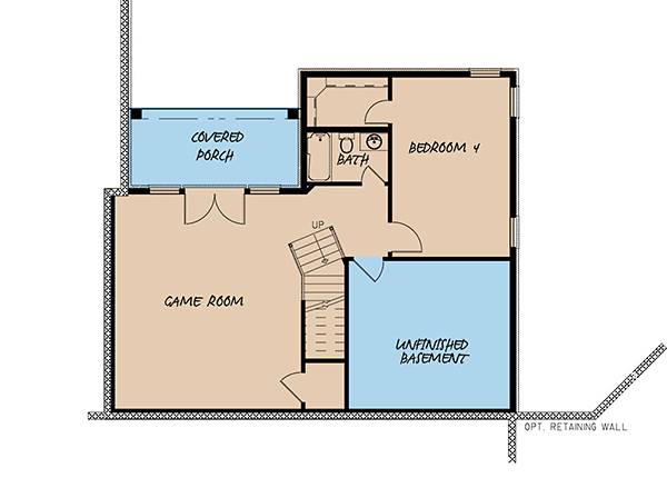 Bungalow Craftsman European French Country Lower Level of Plan 82511