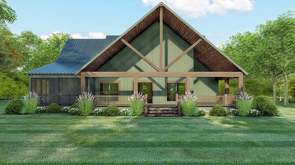 Cottage Country Southern Rear Elevation of Plan 82514