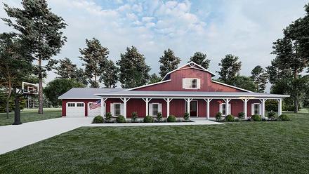Country Farmhouse Southern Elevation of Plan 82515