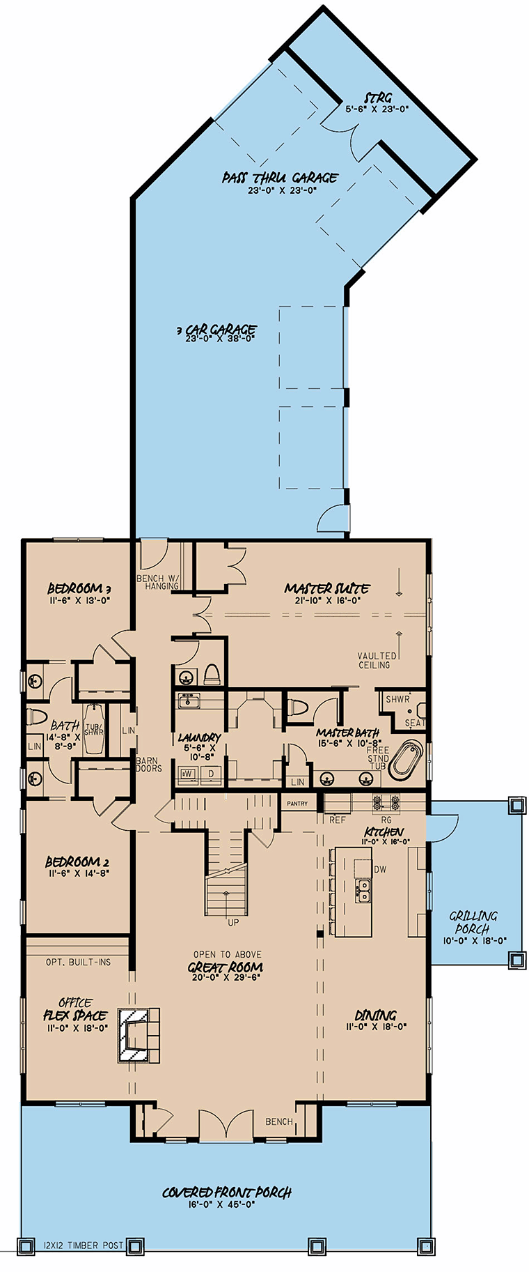 Contemporary Country Southern Level One of Plan 82517