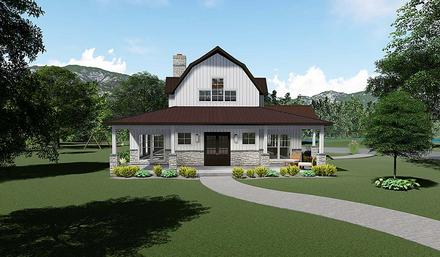 Contemporary Country Southern Elevation of Plan 82517