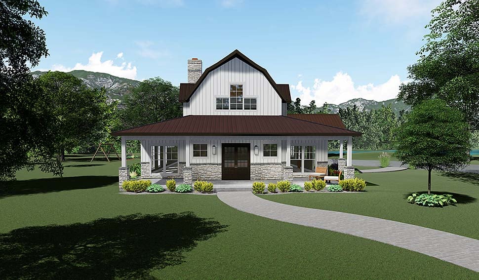 Contemporary, Country, Southern Plan with 3414 Sq. Ft., 3 Bedrooms, 4 Bathrooms, 3 Car Garage Elevation