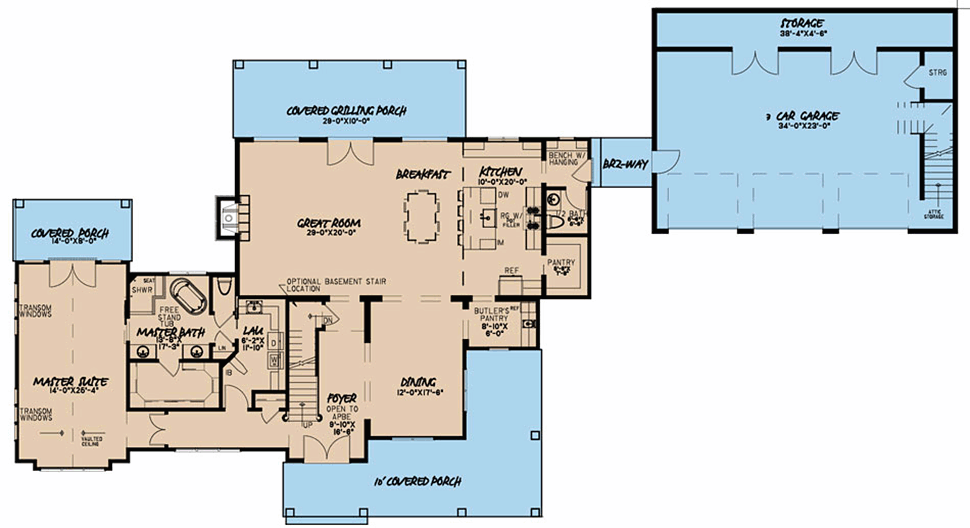 Country Farmhouse Level One of Plan 82518