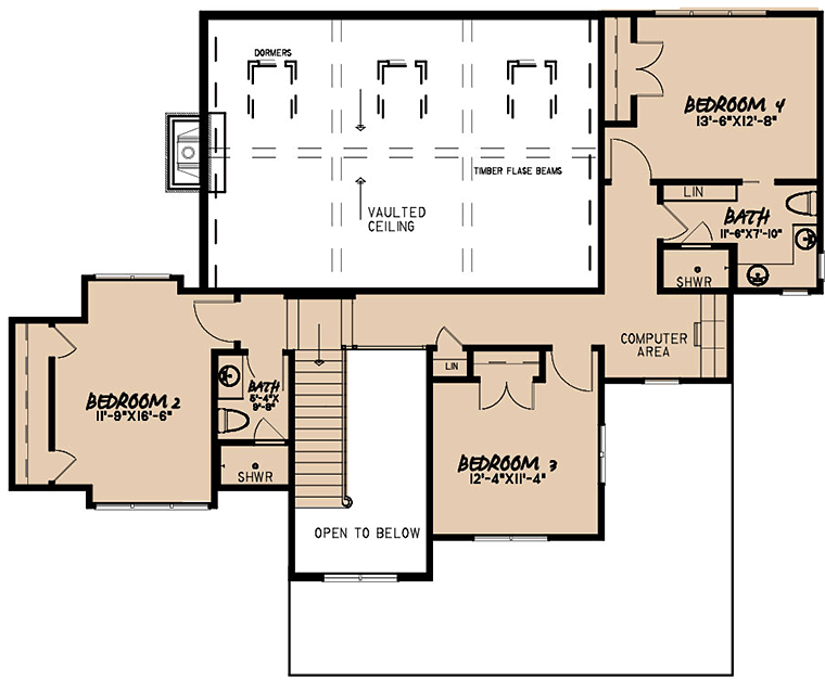 Country Farmhouse Level Two of Plan 82518