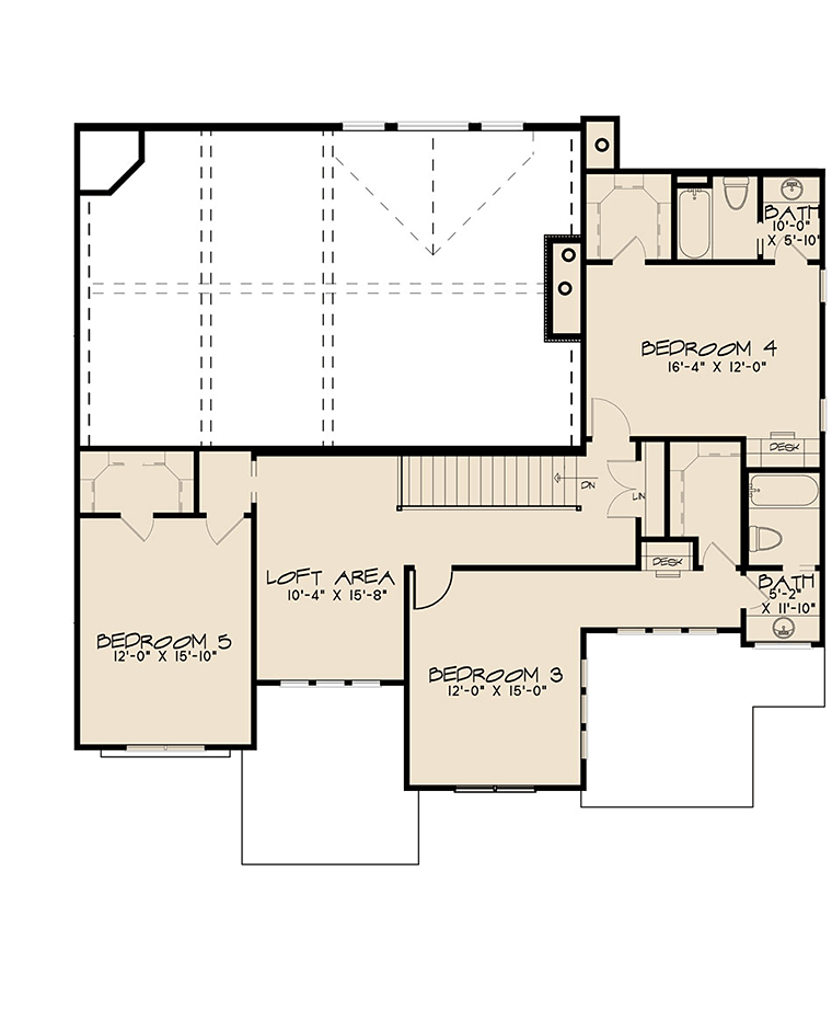 Country Craftsman Farmhouse Level Two of Plan 82520