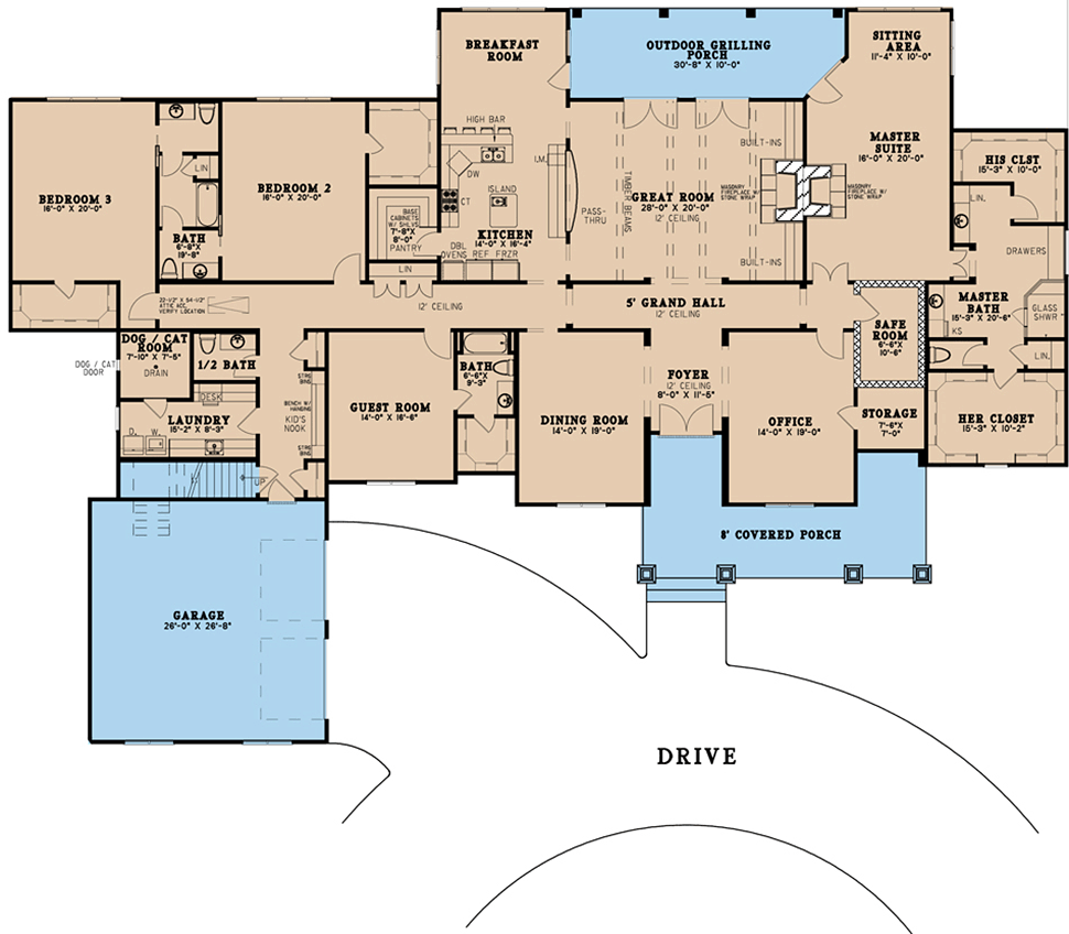 Bungalow Craftsman Traditional Level One of Plan 82522