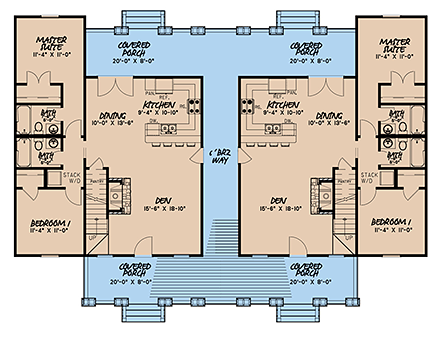 Multi-Family Plan 82524 First Level Plan