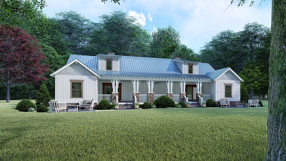 Bungalow Country Craftsman Farmhouse Rear Elevation of Plan 82524