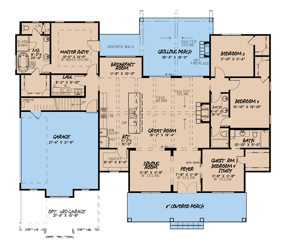 Bungalow Country Craftsman Farmhouse Modern Traditional Level One of Plan 82525