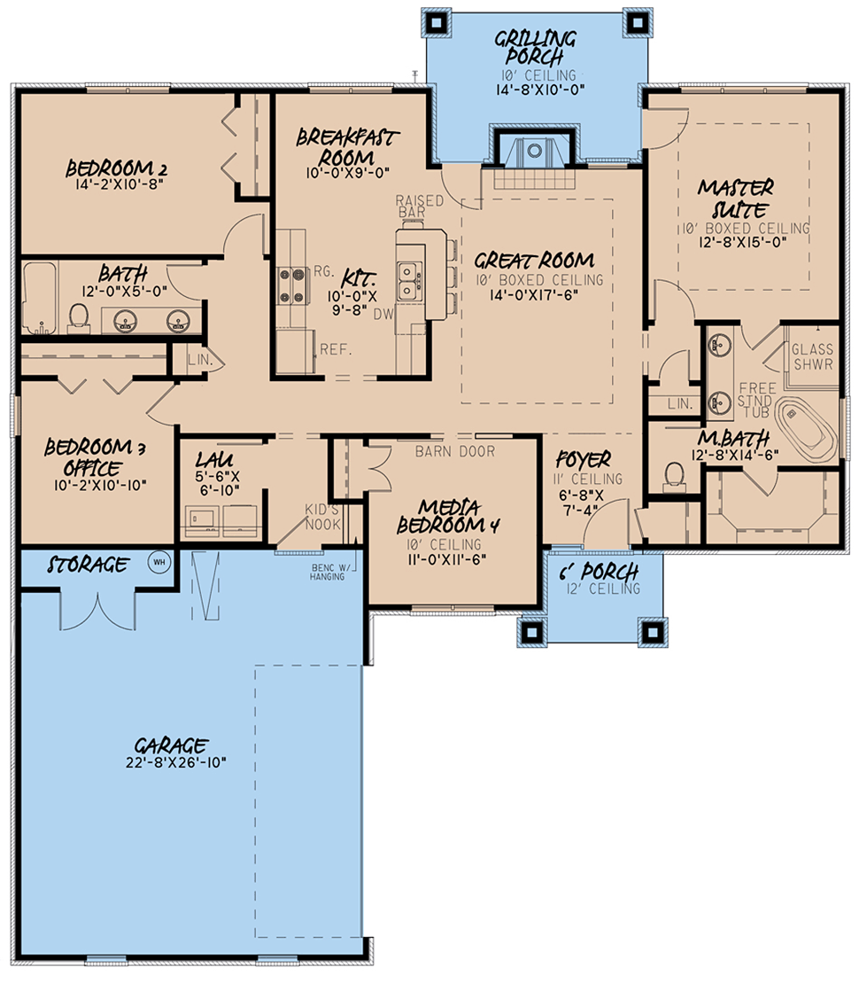 Contemporary Mediterranean Modern Level One of Plan 82527