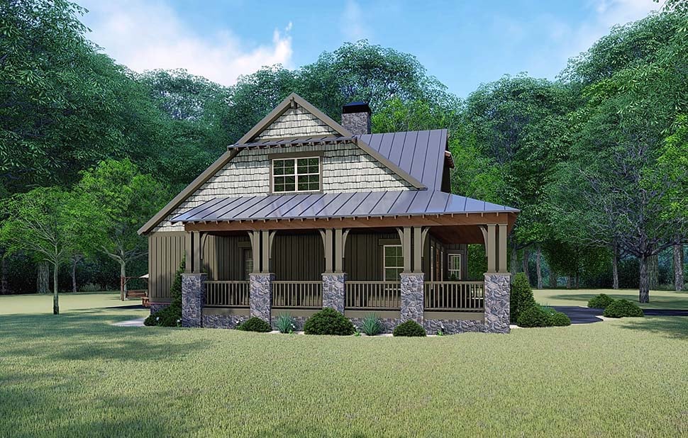 Bungalow Country Craftsman Rear Elevation of Plan 82529