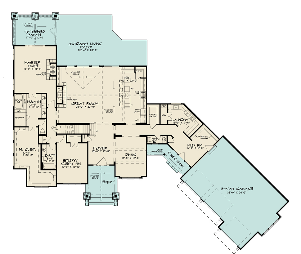 Country Farmhouse Level One of Plan 82531