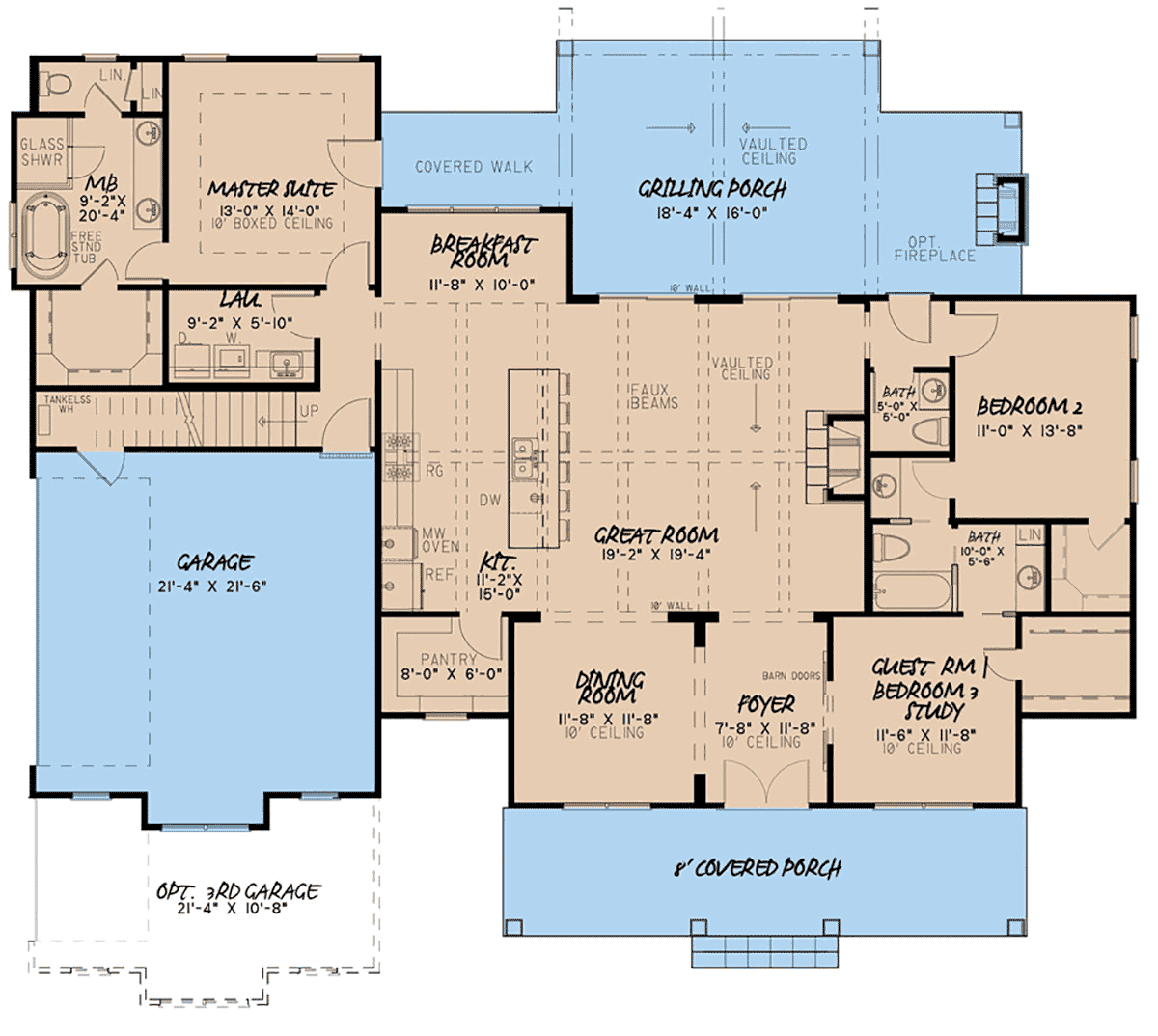 Bungalow Country Craftsman Farmhouse Level One of Plan 82533