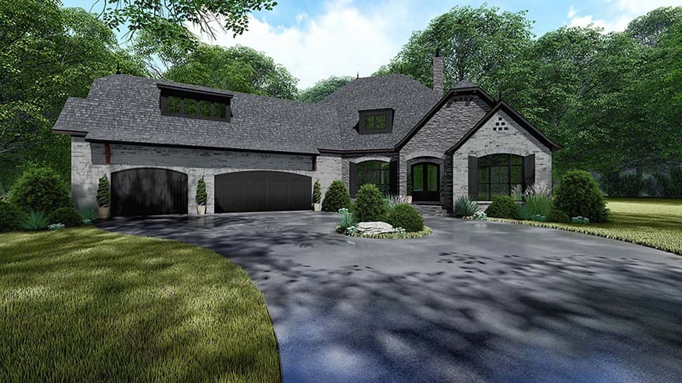 Bungalow, Craftsman, European, French Country Plan with 3068 Sq. Ft., 4 Bedrooms, 4 Bathrooms, 3 Car Garage Picture 4