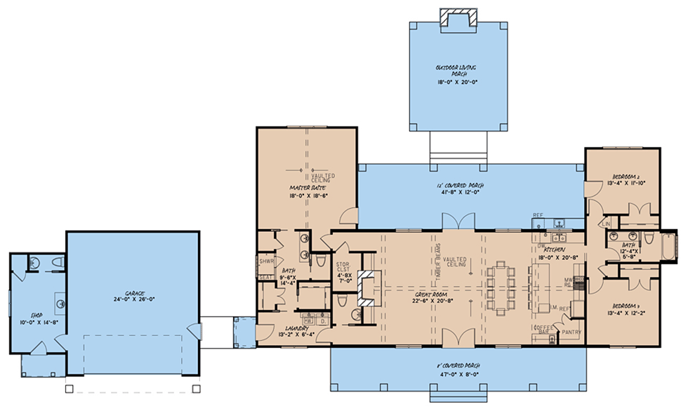 Bungalow Craftsman Farmhouse Level One of Plan 82536