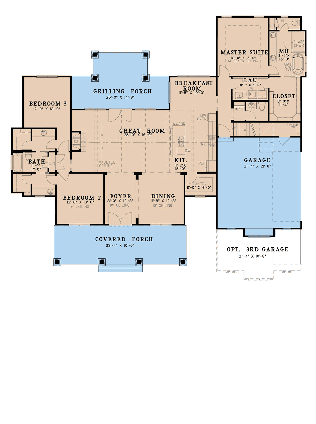 Bungalow Country Craftsman Farmhouse Level One of Plan 82541