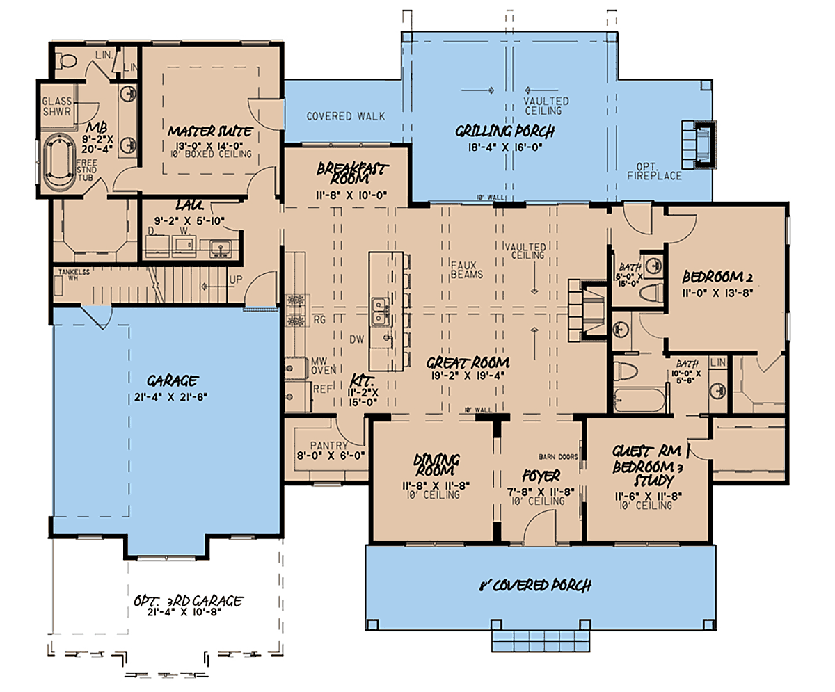 Country Farmhouse Level One of Plan 82542