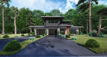 Contemporary Mediterranean Modern Elevation of Plan 82543