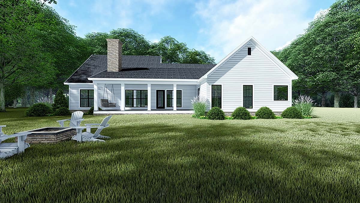 Country Farmhouse One-Story Rear Elevation of Plan 82544