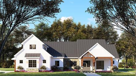 Country Craftsman Farmhouse Elevation of Plan 82545