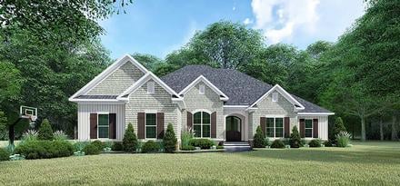 Bungalow Craftsman French Country Traditional Elevation of Plan 82547