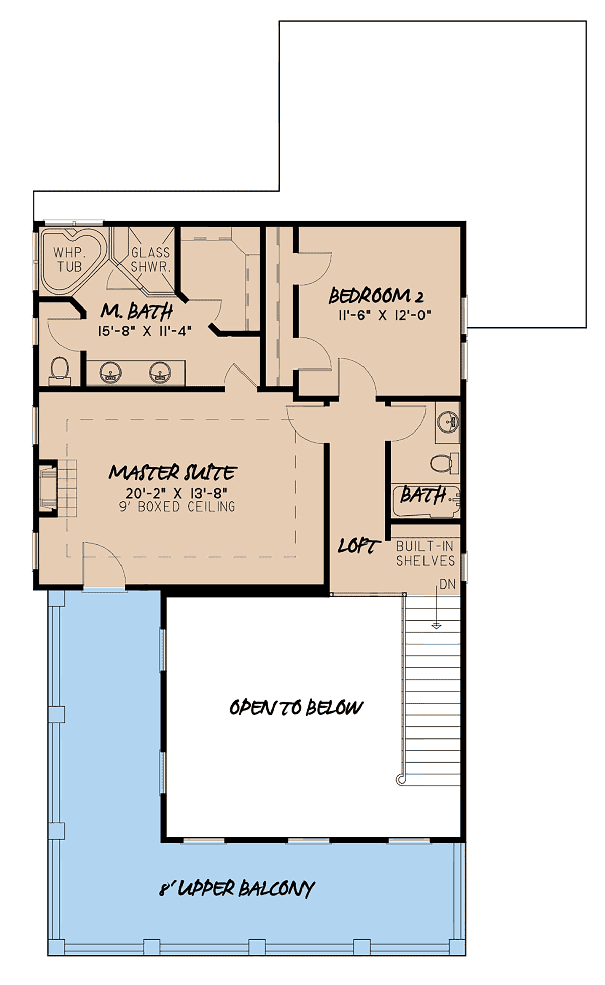 Colonial Country Farmhouse Level Two of Plan 82548