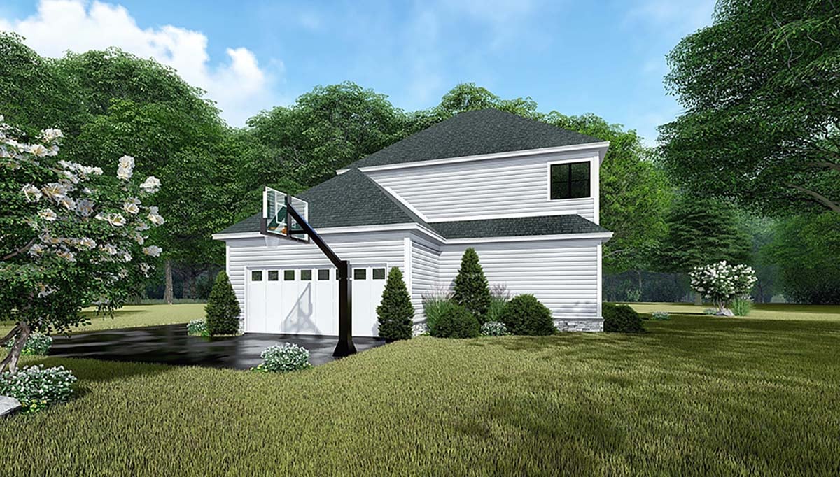 Colonial Country Farmhouse Rear Elevation of Plan 82548