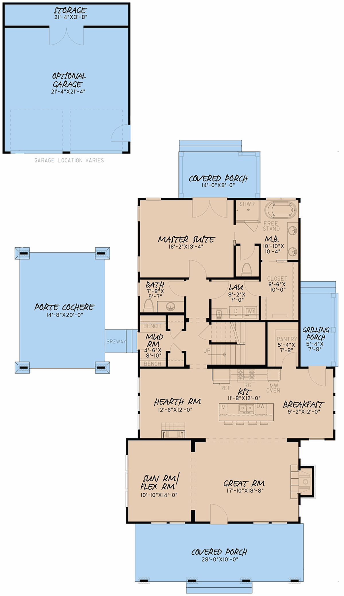 Bungalow Country Craftsman Level One of Plan 82551