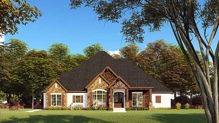 Bungalow Craftsman French Country One-Story Traditional Elevation of Plan 82552