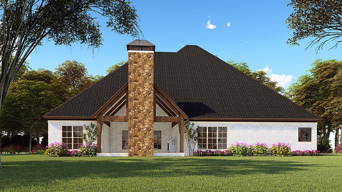 Bungalow Craftsman French Country One-Story Traditional Rear Elevation of Plan 82552
