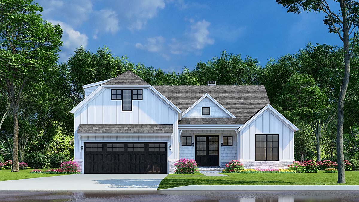 Bungalow, Craftsman, Farmhouse, One-Story, Traditional Plan with 1998 Sq. Ft., 3 Bedrooms, 2 Bathrooms, 2 Car Garage Elevation