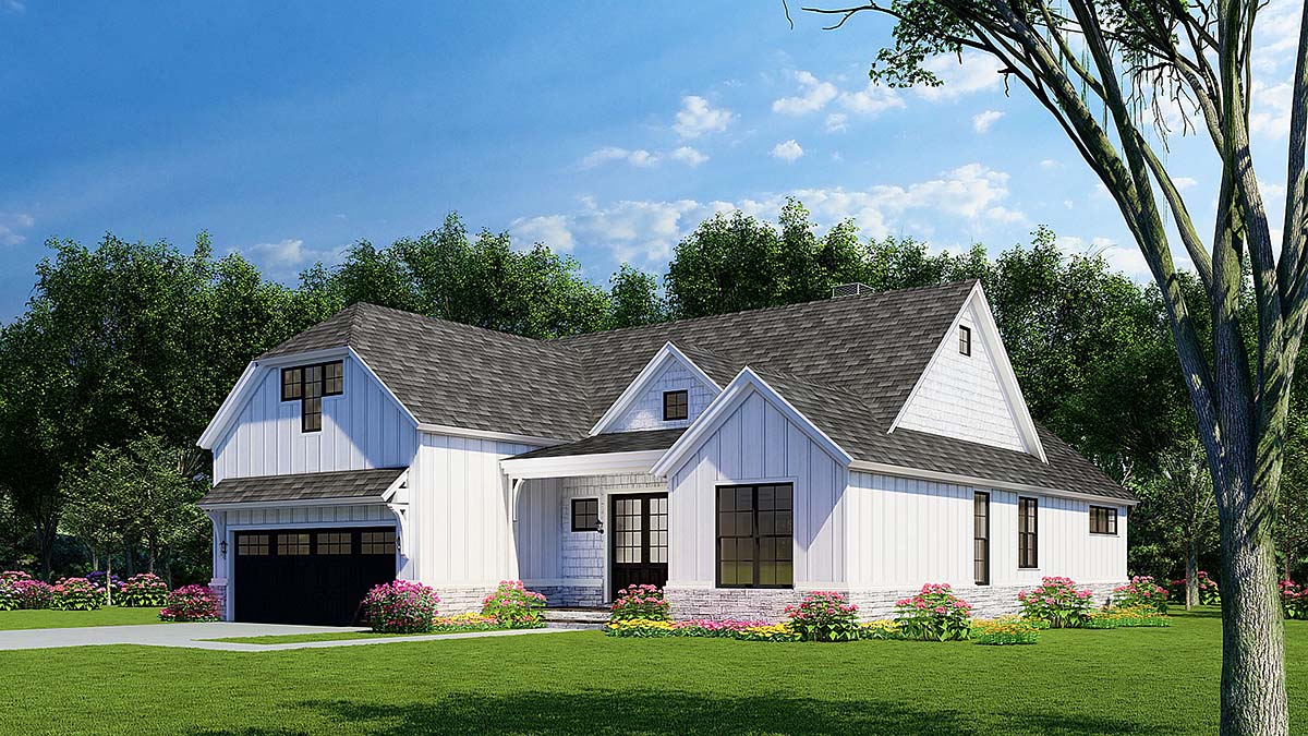 Bungalow, Craftsman, Farmhouse, One-Story, Traditional Plan with 1998 Sq. Ft., 3 Bedrooms, 2 Bathrooms, 2 Car Garage Picture 2