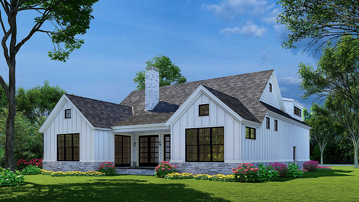 Bungalow Craftsman Farmhouse One-Story Traditional Rear Elevation of Plan 82554