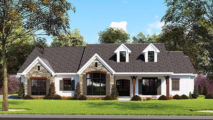 Farmhouse One-Story Ranch Traditional Elevation of Plan 82555