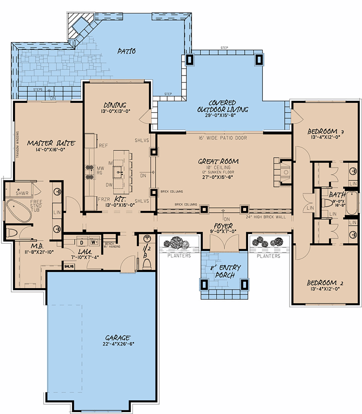 Contemporary One-Story Prairie Style Level One of Plan 82559