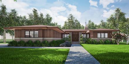 Contemporary One-Story Prairie Style Elevation of Plan 82559