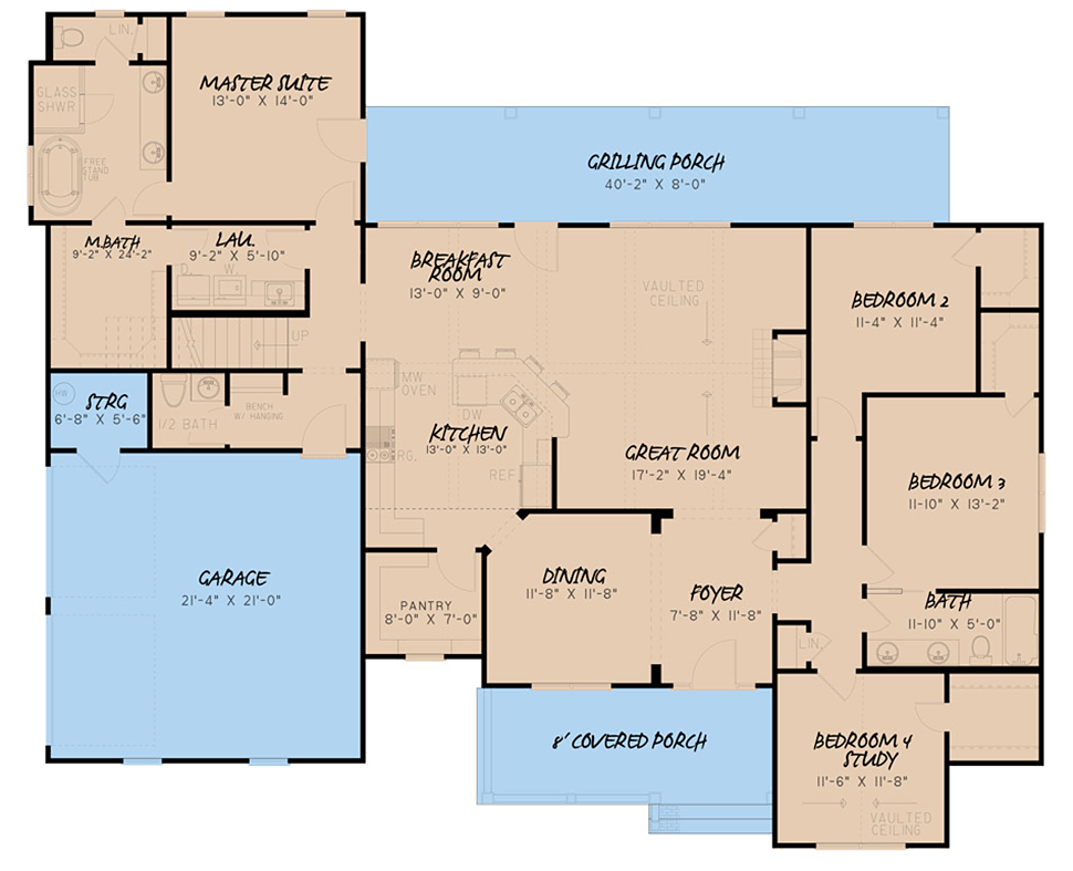 Bungalow Craftsman Farmhouse One-Story Level One of Plan 82560