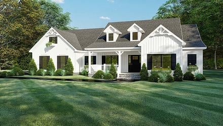 Bungalow, Craftsman, Farmhouse, One-Story House Plan 82560 with 4 Beds, 4 Baths, 2 Car Garage