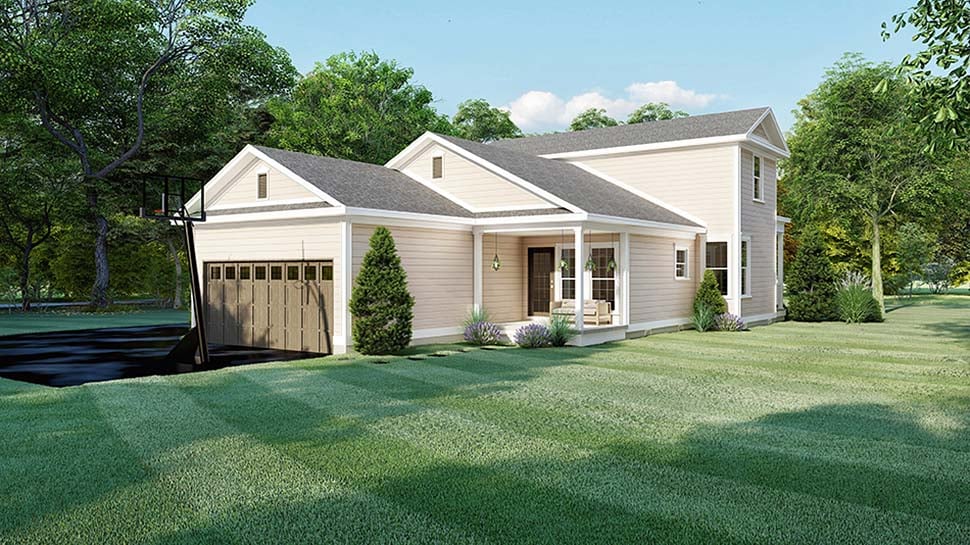 Country Farmhouse Southern Traditional Rear Elevation of Plan 82561