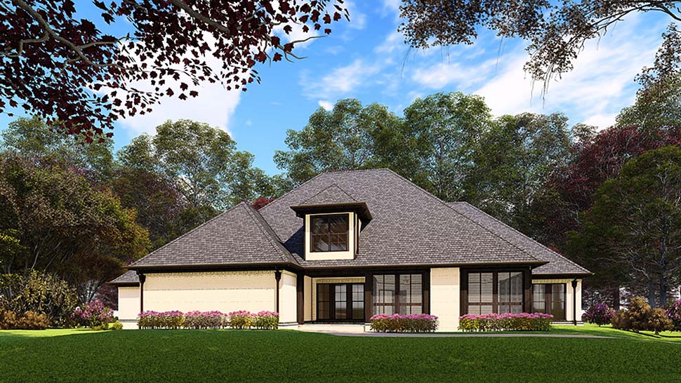 European French Country One-Story Rear Elevation of Plan 82563