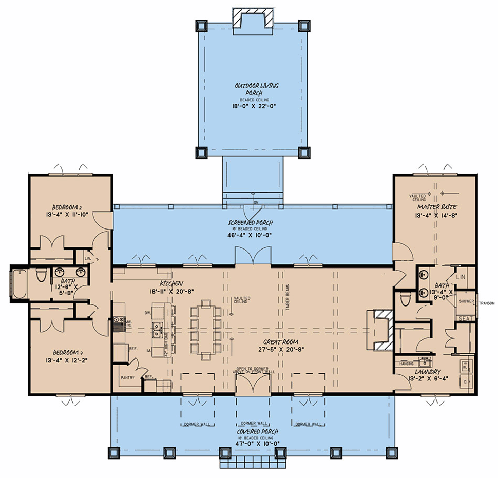 Country Farmhouse Level One of Plan 82564