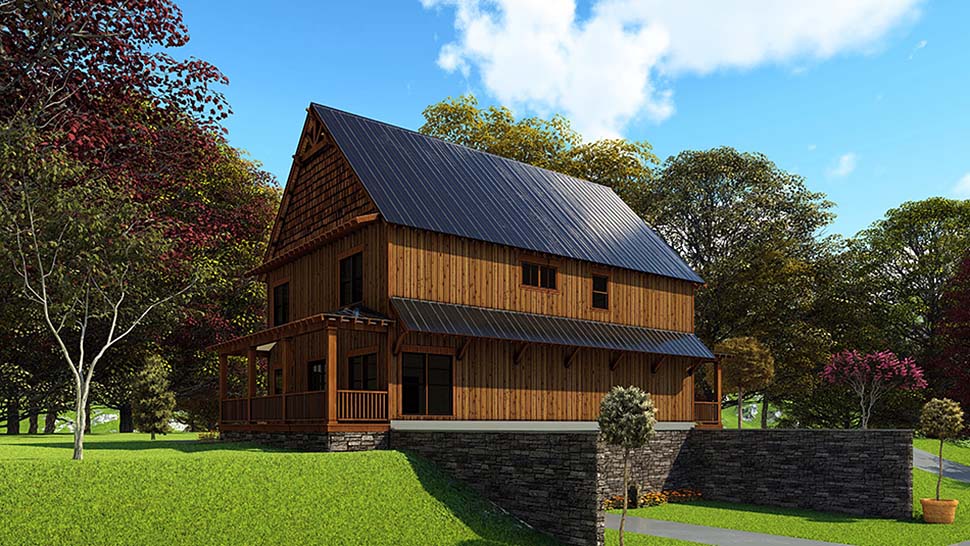 Bungalow Cabin Country Craftsman Rear Elevation of Plan 82566