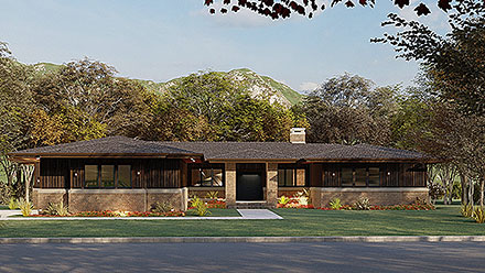 Contemporary Prairie Style Elevation of Plan 82567