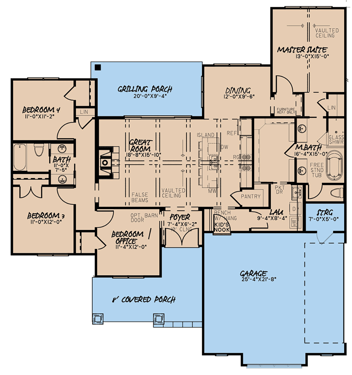 Bungalow Craftsman Farmhouse Level One of Plan 82568