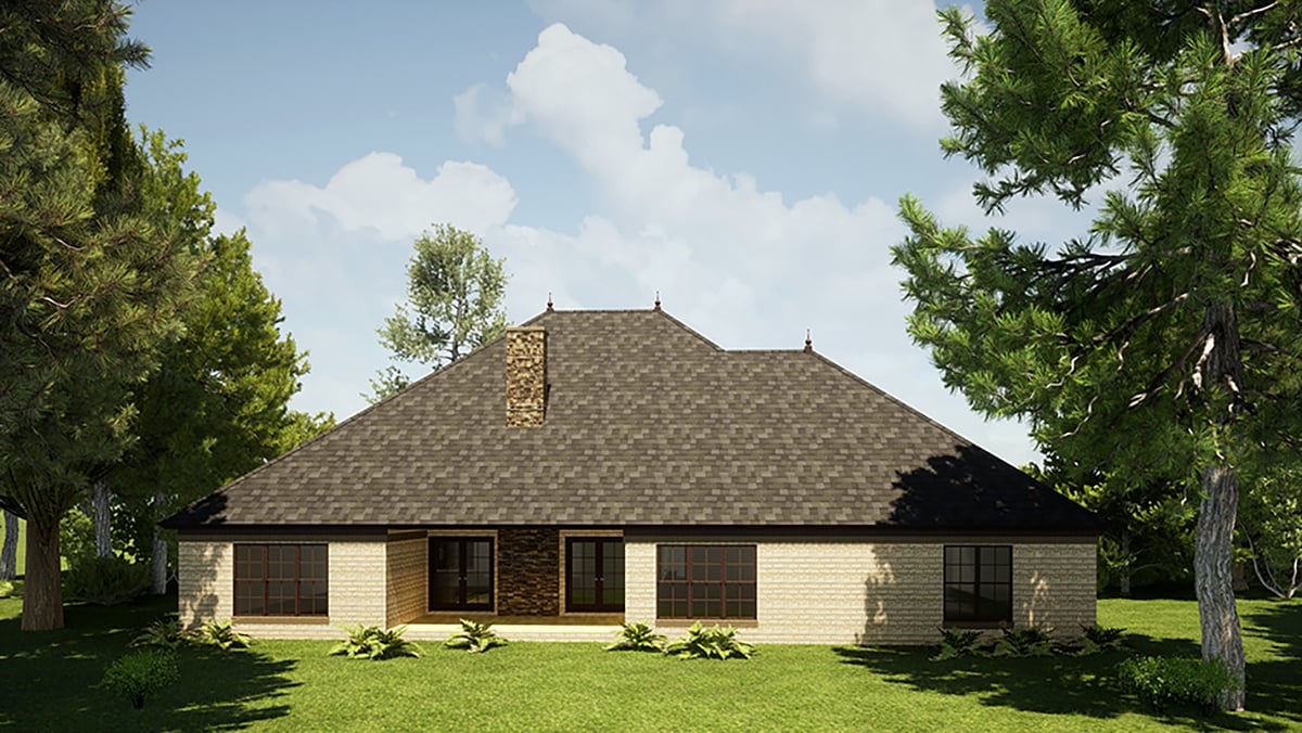 Bungalow Craftsman European French Country Rear Elevation of Plan 82571