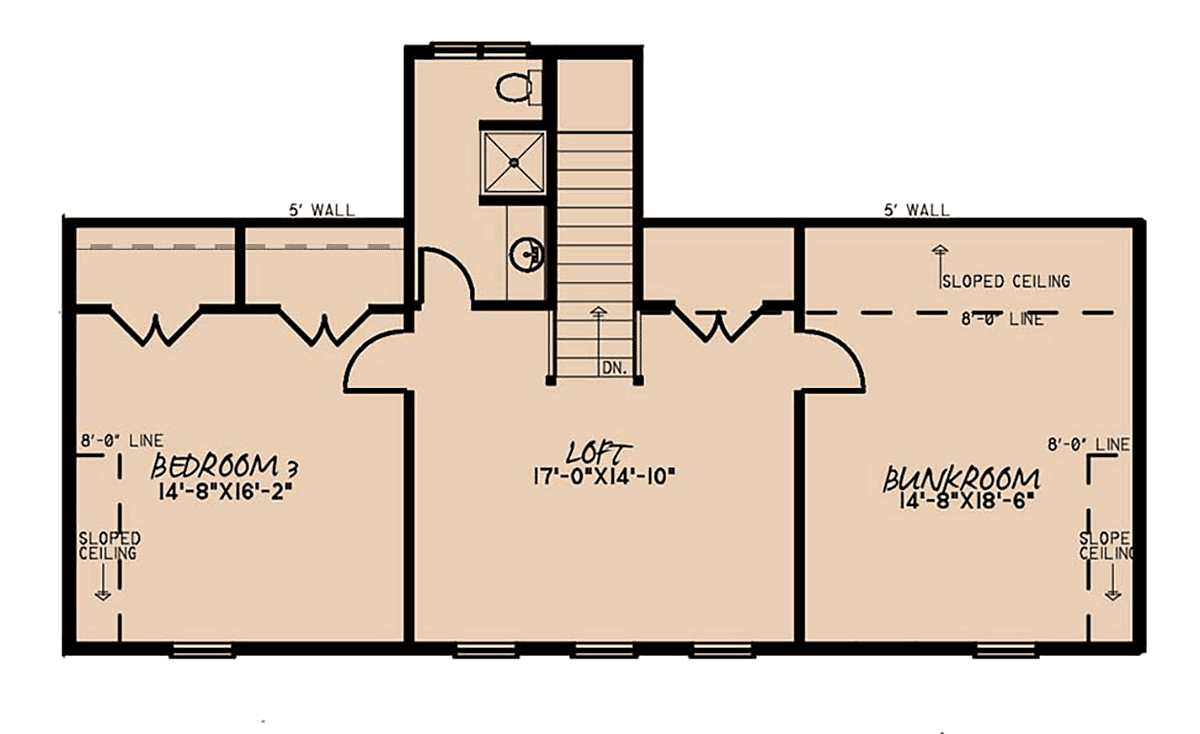 Contemporary Country Farmhouse Level Two of Plan 82576