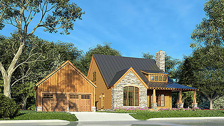 Country Craftsman Farmhouse Elevation of Plan 82581