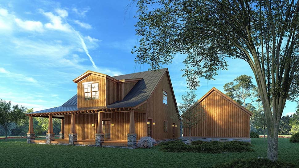 Country Craftsman Farmhouse Rear Elevation of Plan 82581