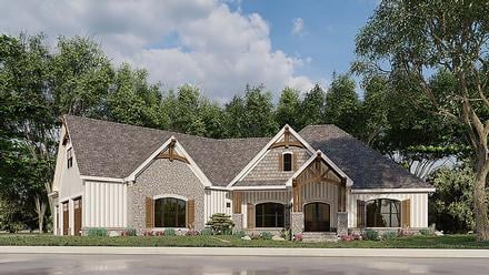 Bungalow Craftsman French Country New American Style Elevation of Plan 82583